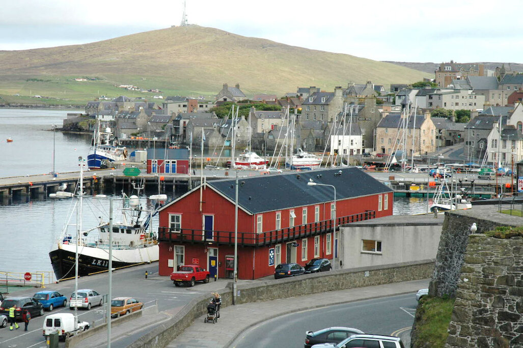 View from livingroom over Lerwick Harbour and island of Bressay