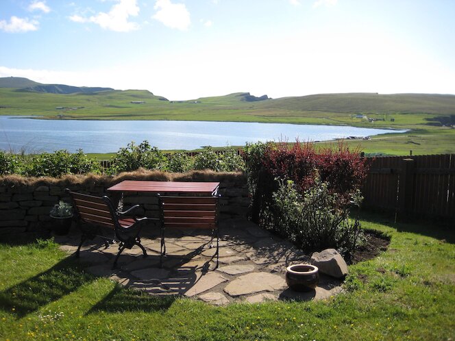 Garden with view over Spiggie Loch