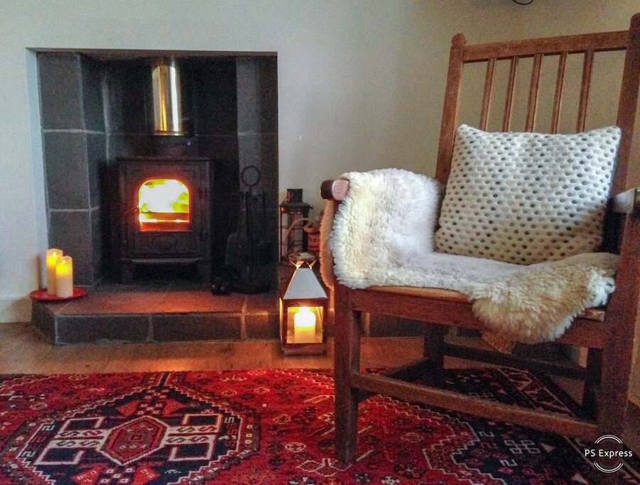 Old traditional Shetland chair by the stove